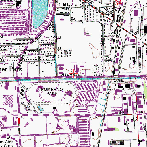 Topographic Map of Pompano Canal, FL