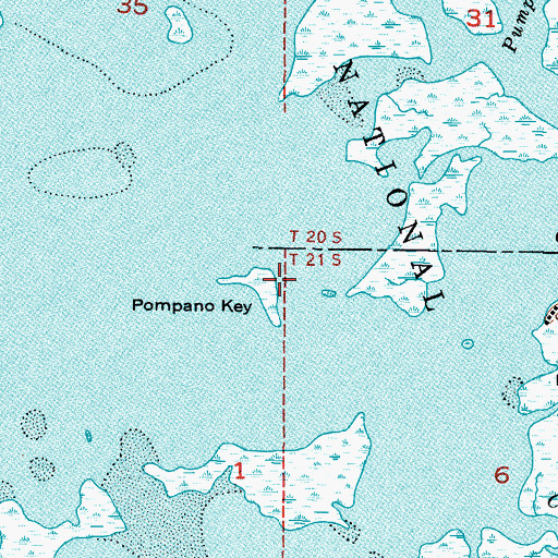 Topographic Map of Pompano Key, FL