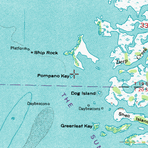 Topographic Map of Pompano Key, FL