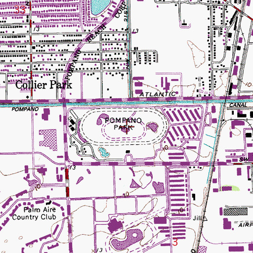 Topographic Map of Pompano Park, FL