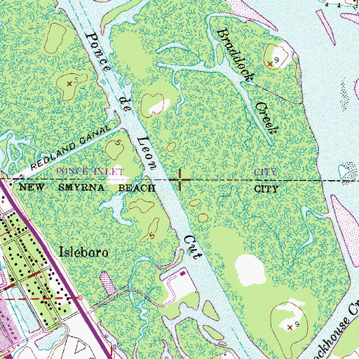 Topographic Map of Ponce de Leon Cut, FL