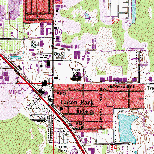 Topographic Map of Oscar J Pope Elementary School, FL