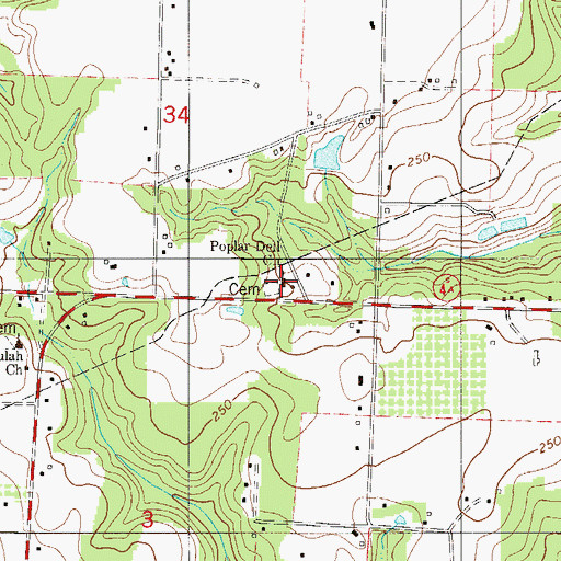 Topographic Map of Poplar Dell Church, FL