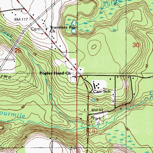 Topographic Map of Poplar Head Church, FL