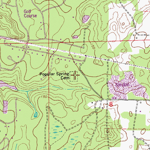 Topographic Map of Poplar Spring Cemetery, FL