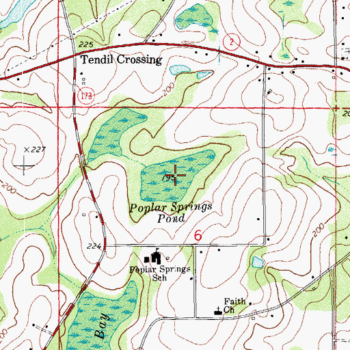 Topographic Map of Poplar Springs Pond, FL