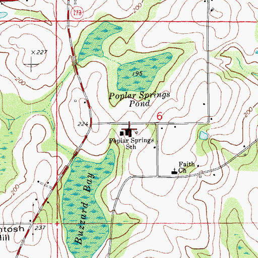 Topographic Map of Poplar Springs School, FL