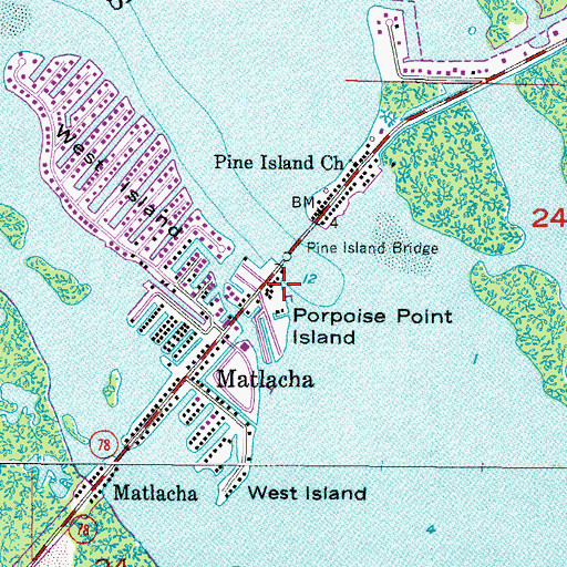 Topographic Map of Porpoise Point Island, FL