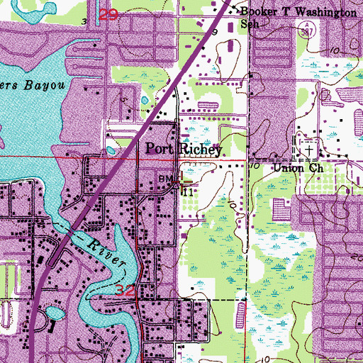 Topographic Map of Port Richey, FL