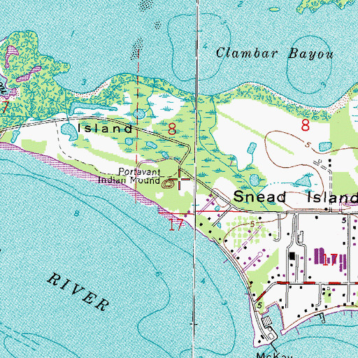 Topographic Map of Portavant Indian Mound, FL