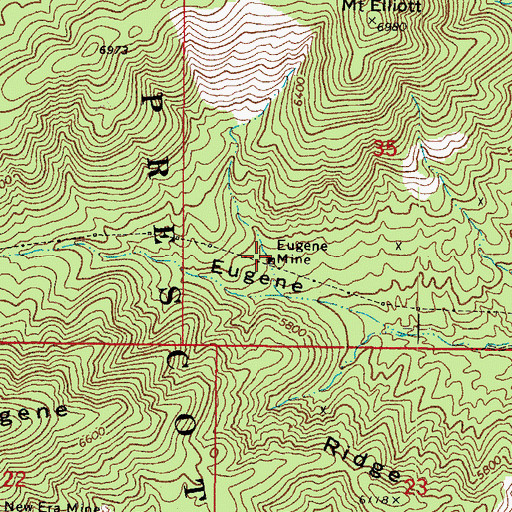 Topographic Map of Eugene Mine, AZ