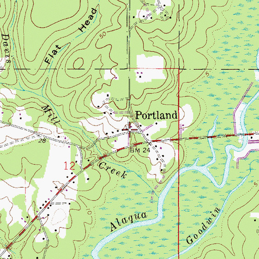Topographic Map of Portland, FL