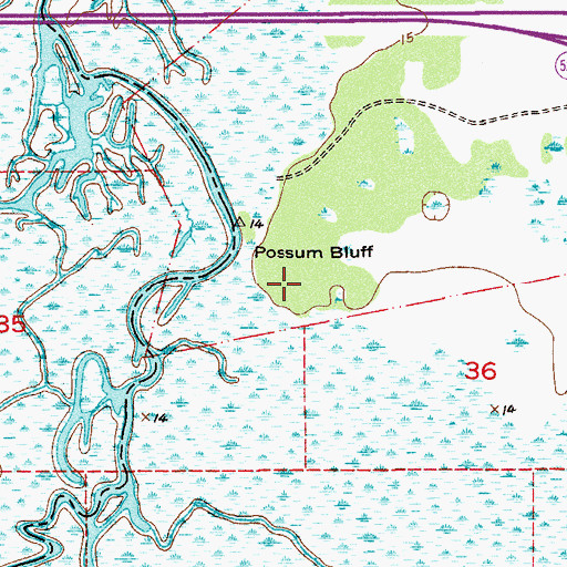 Topographic Map of Possum Bluff, FL