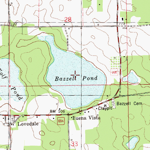 Topographic Map of Bazzell Pond, FL