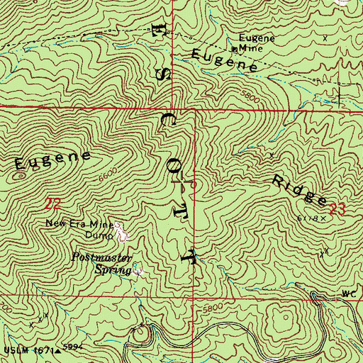 Topographic Map of Eugene Ridge, AZ