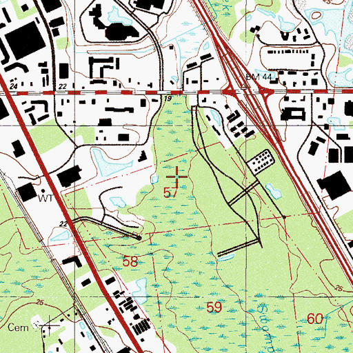 Topographic Map of Pottsburg Creek Swamp, FL