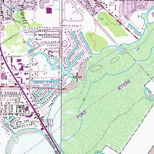 Topographic Map of Powell Creek, FL