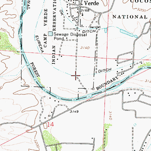Topographic Map of Eureka Ditch, AZ