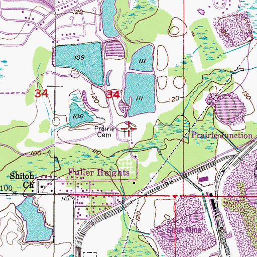 Topographic Map of Prairie Cemetery, FL