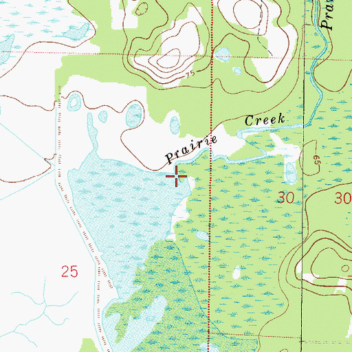 Topographic Map of Prairie Creek, FL