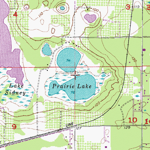 Topographic Map of Prairie Lake, FL