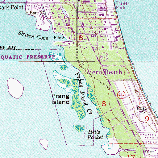 Topographic Map of Prang Island Creek, FL