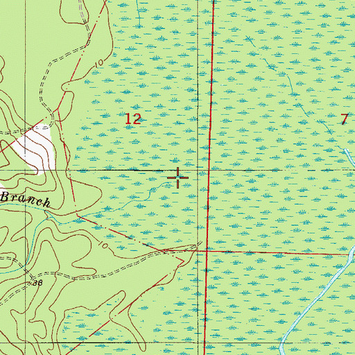 Topographic Map of Pretty Branch, FL