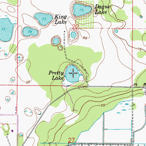 Topographic Map of Pretty Lake, FL