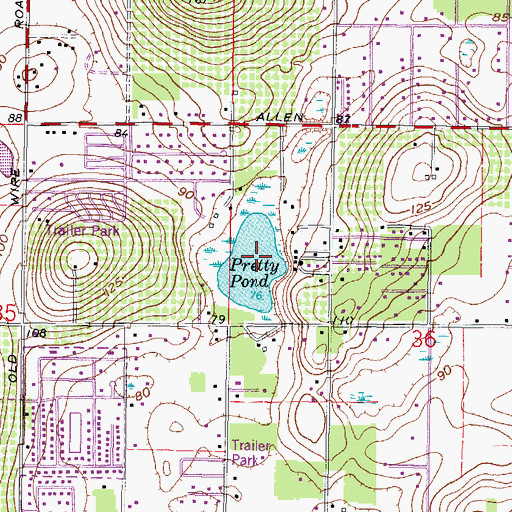 Topographic Map of Pretty Pond, FL