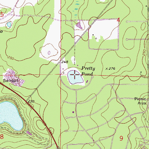Topographic Map of Pretty Pond, FL