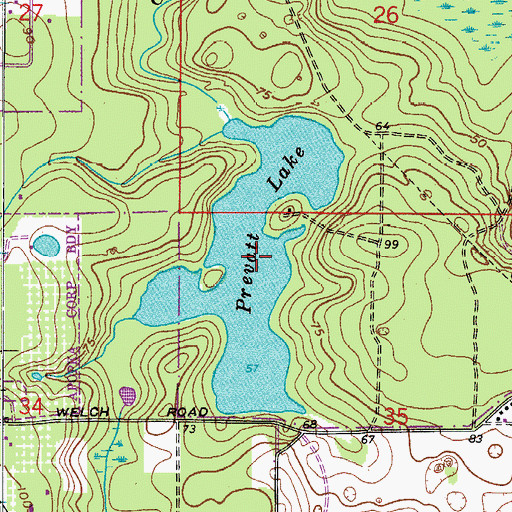 Topographic Map of Prevatt Lake, FL
