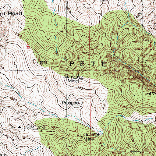 Topographic Map of Eureka Mine, AZ