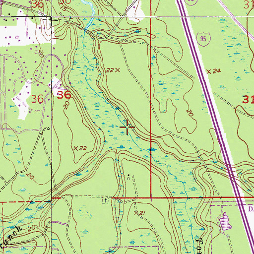 Topographic Map of Priest Branch, FL
