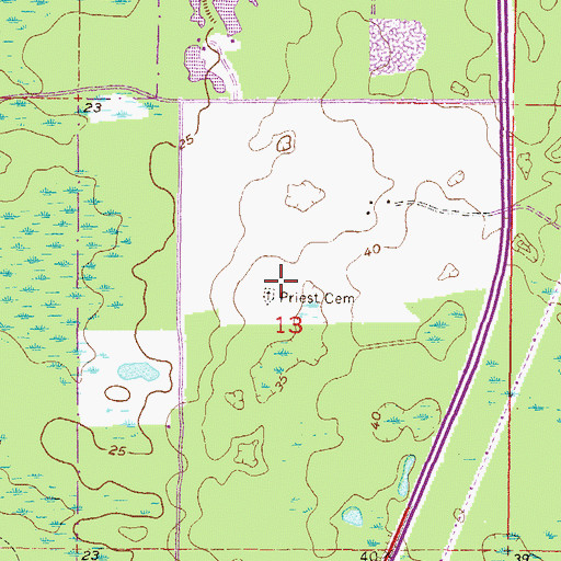 Topographic Map of Priest Cemetery, FL