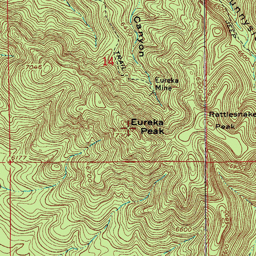 Topographic Map of Eureka Peak, AZ