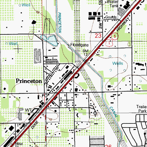 Topographic Map of Princeton, FL
