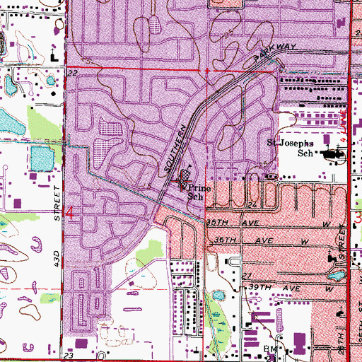 Topographic Map of Prine Elementary School, FL