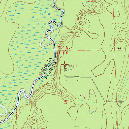 Topographic Map of Pringle Cemetery, FL