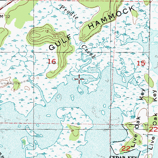 Topographic Map of Prodie Creek, FL