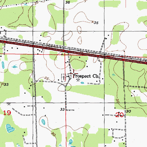 Topographic Map of Prospect Church, FL