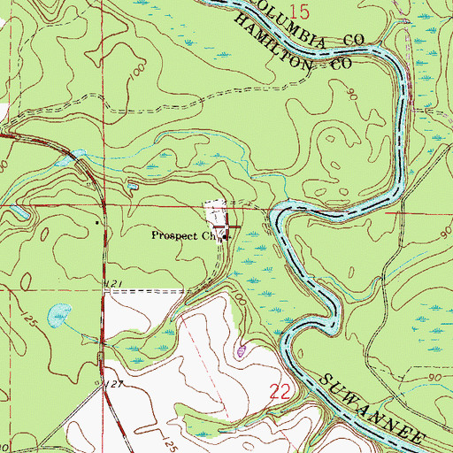Topographic Map of Prospect Church, FL
