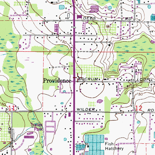 Topographic Map of Providence, FL