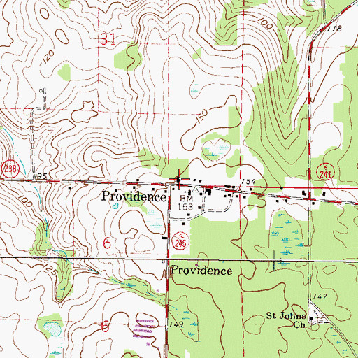 Topographic Map of Providence, FL