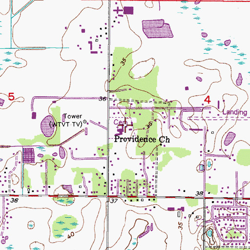 Topographic Map of Providence Church, FL