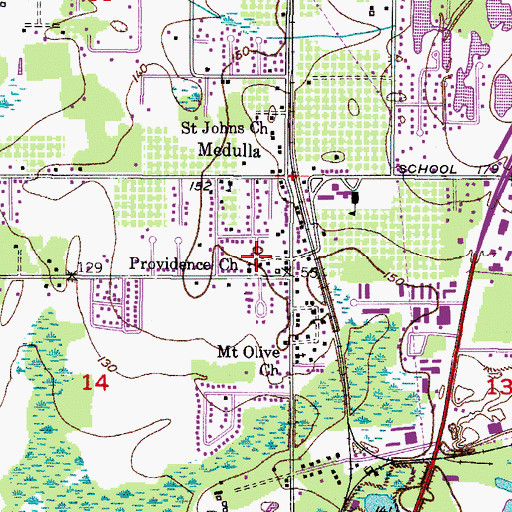 Topographic Map of Providence Church, FL