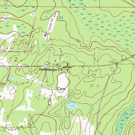 Topographic Map of Providence United Methodist Church, FL