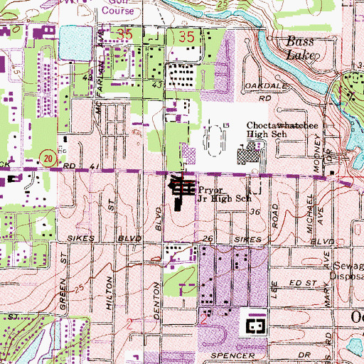 Topographic Map of W C Pryor Middle School, FL