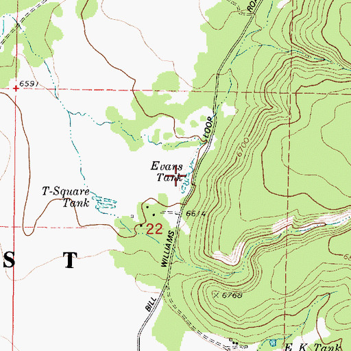 Topographic Map of Stevans Tank, AZ