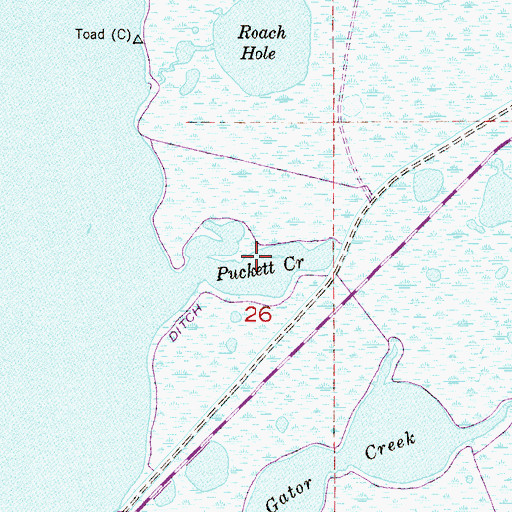 Topographic Map of Puckett Creek, FL