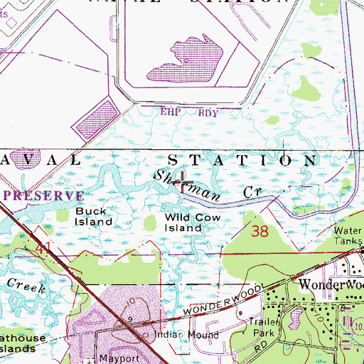 Topographic Map of Puckett Creek, FL